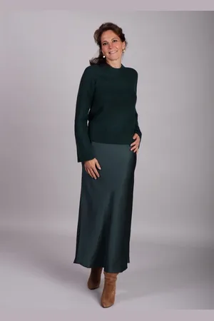 mbyM Groene lange satijnen rok Maila