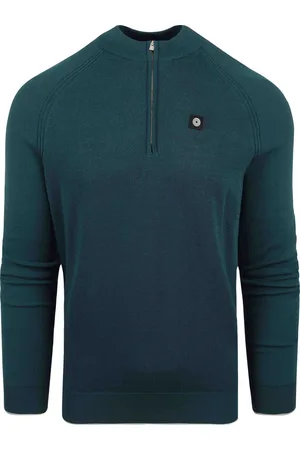 Blue Industry Half Zip Trui Donkergroen