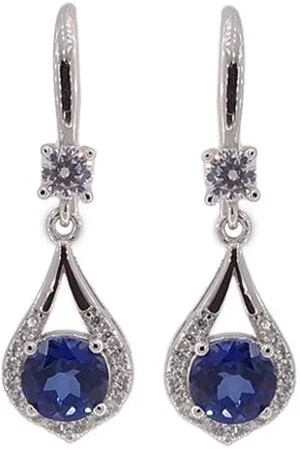 Zilver Saffier Dames Oorbellen - Saffier Dames Oorhangers 925 - 925 Saffier oorhangers 1ct - Sapphier Silver Earrings - Amona Jewelry