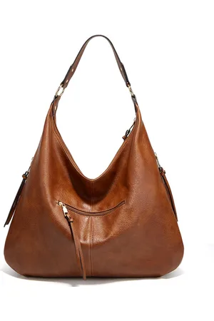 Merkloos Tassen - schoudertas Jules - damestas - pu-leer - bruin - vegan - met rits - bruin