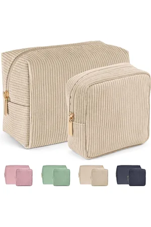 Merkloos Compact en Elegante Reisset voor Cosmetica: Twee Stijlvolle Make-up Tasjes met Rits