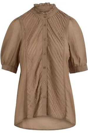 Coster Copenhagen Zandkleurige blouse met korte mouwen
