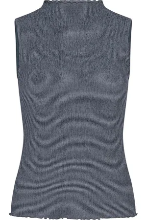Modstrom Blauwe dames top met ruches Ibsen
