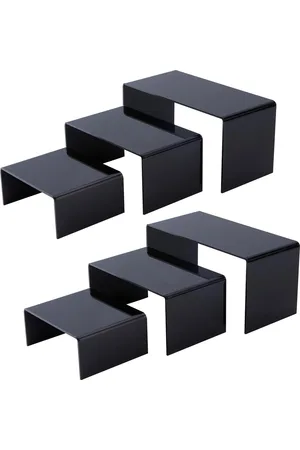 Merkloos Multifunctionele Zwarte Acryl Display Standaarden in Drie Formaten voor Decoratie en Presentatie