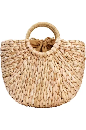 Merkloos Damestas Liv - gevlochten touw - beachlook - handtas - gevoerd met treksluiting - boho tas - natuurlijke look