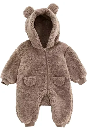 Merkloos Baby winter boxpakje - Baby winter onesie - baby winterpak - baby skipak - baby teddy onesie - teddy - baby pyjama - kraamcadeau - Fiepp