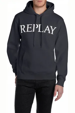 Replay Heren Sweatshirt BRUSHED FLEECE regular fit Blauw XL Volwassenen