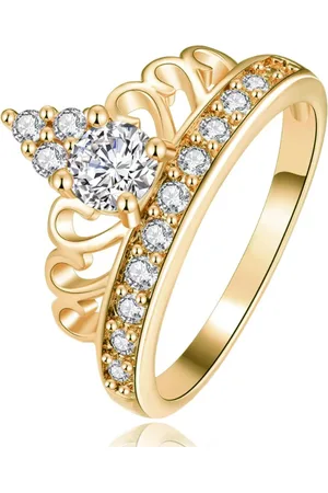 LGT JWLS Dames Ring Verguld met Kroon en Zirkonia Stenen-17mm