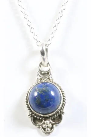 AsiAsia Fijne bewerkte zilveren hanger met lapis lazuli aan ketting