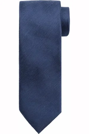Suitable Linnen zijden stropdas Donkerblauw (navy) - Effen - Heren das