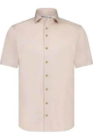 R2 Amsterdam R2 Overhemd Korte Mouwen Knitted Piqué Beige