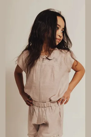 baje studio Meisjes blouse delan lila | 50-56