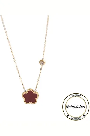 Soraro RVS Klaver Ketting | Goldplated | 45+7 | | Geluk | Klavertje vier | Dames Cadeau | | Chain | Dames Ketting