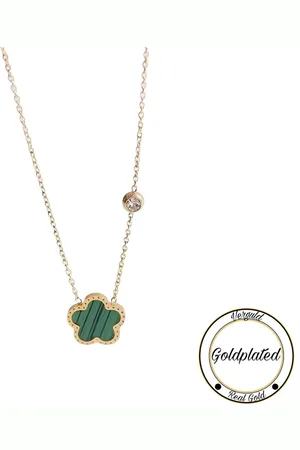 Soraro RVS Klaver Ketting | Goldplated | 45+7 | | Geluk | Klavertje vier | Dames Cadeau | | Chain | Dames Ketting
