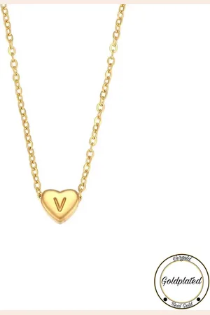 Soraro Initialen Ketting | Letter V | Minimaliste Kettingen Goudkleurig | Goldplated | Goudkleurige Ketting | Cadeau voor Haar | Vrouwen Cadeau | Elegante Kettingen