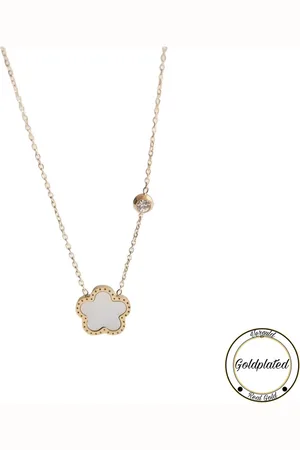 Soraro RVS Klaver Ketting | Goldplated | 45+7 | | Geluk | Klavertje vier | Dames Cadeau | | Chain | Dames Ketting