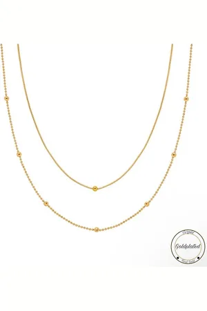 Soraro Dubbele Minimalist Ketting Set | Minimaliste Kettingen Goudkleurig | Goldplated | Goudkleurige Ketting | Cadeau voor Haar | Vrouwen Cadeau