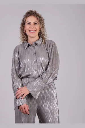 Studio Amaya Zilveren plisse blouse Phien