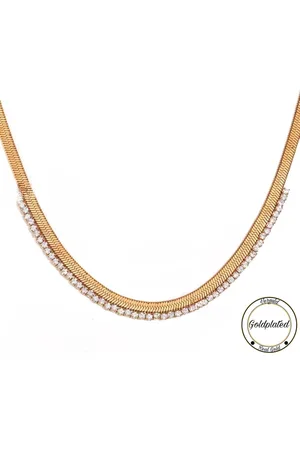 Soraro Platte Zirkonia Schakelketting | Goldplated | Zirkonia | Elegante Ketting | Dames Ketting | Vrouwen Cadeau |