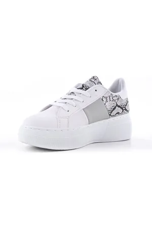 Merkloos Witte Sneakers Slangenprint Detail - Witte Dames Gympies Snake detail