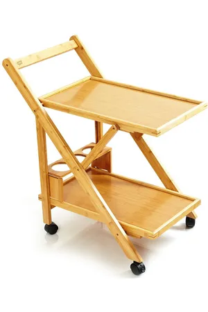 BLUMFELDT Serveerwagen 2 etages 4 wieltjes 66x70x40,5cm (BxHxD) bamboe