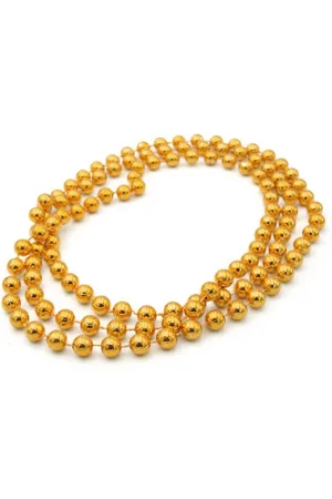 No Evil Lange goudkleurige kralenketting feestketting kerst 120 cm lichtgewicht