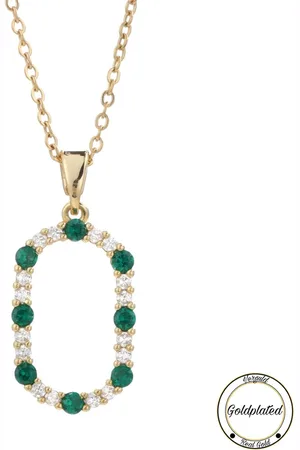 Soraro Zirkonia Groen Ovaal Ketting | Goldplated | Goudkleurig | Vrouwen Sieraden | Dames Ketting | Vrouwen Ketting | Best Verkochte Sieraden