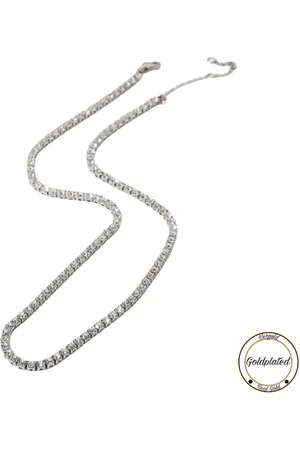 Soraro Tennis Ketting | Tennis Ketting Zilverkleurig | Goldplated | Zilverkleurige Ketting Gevuld Met Zirkonia Stenen | Zirkonia Ketting | Cadeau
