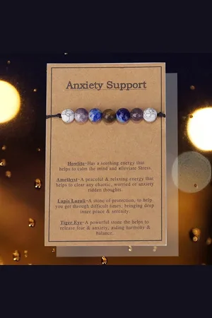 Bixorp Armbandje - Edelstenen Cadeau Armband op kaartje - Howliet, Amethist, Lapis Lazuli & Tijgeroog