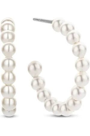 CO88 8CE-70423 Stalen Halve Oorringen Dames - Parel - 3 mm - 17,5 mm Doorsnee - Pouchette - Staal