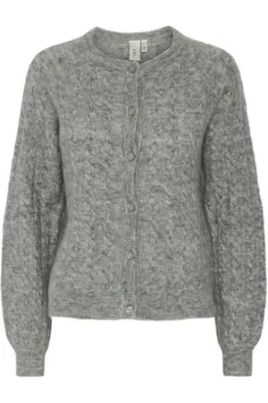 Y.A.S Lelu LS Knit Cardigan Medium Grey Melange