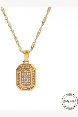 Soraro Full Zirkonia Ketting | Goudkleurig | Plaat | Dames Ketting | Vrouwen Ketting | Zirkonia | Elegante Ketting | Cadeau Voor Haar | Verjaardag Cadeau