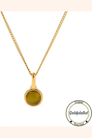 Soraro Jade Edelsteen Ketting | Jade Edelsteen | Goldplated | Goudkleurig | Vrouwen Sieraden | Dames Ketting | Vrouwen Ketting