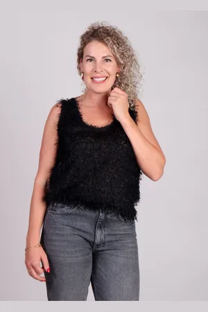 mbyM Zwarte fluffy mouwloze top Meline