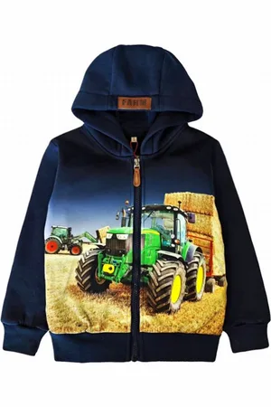 Merkloos Kinder vest met tractor trekker John Deere sweatvest Hoodie maat 122/128 Heel mooi