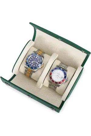 Merkloos Opberghoes voor 2 Horloges - Handgemaakte Saffiano Lederen Reishorloge Case