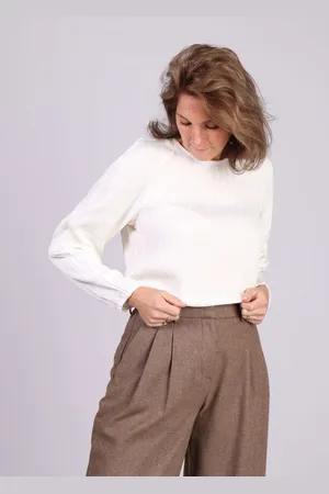 Moss Copenhagen Witte blouse met structuur en ronde hals Miesha - MSCH Copenhagen