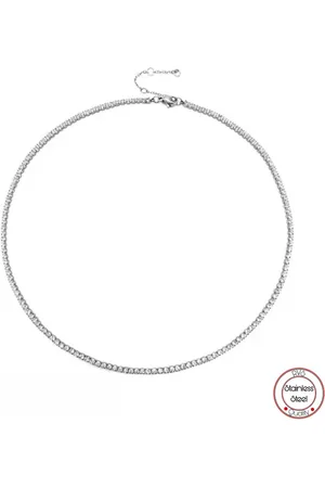 Soraro Tennis Ketting | Zilverkleurig | Goldplated | Vrouwen Ketting | Elegant | 38+5 CM