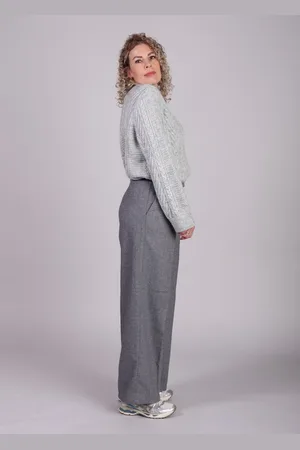 Modstrom Grijze wolmix pantalon Lissie
