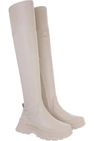 Merkloos Dilena fashion overknee laarzen leder