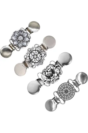 Merkloos 4 Stuks - Broche Clip - Vestklem - Vestsluiting - Vestclip Dames - Vestsluiting Dames - Vestspeld - Vestclip - Clip Met Haakje - Broche - Blouse - Gebreide Jas - Jurken - Jas - Antislip Vaste Gesp - 4 Stijlen