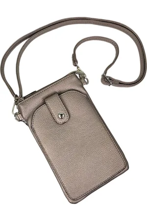 Flora & CO Flora&Co - Paris - Handig Crossbody hand/telefoontasje voor mobiel - gsm - marron-bruin metallic