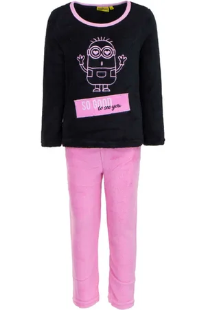 Minions Kinderpyjama - - Fleece - Zwart/Roze - 4 jaar/104 cm