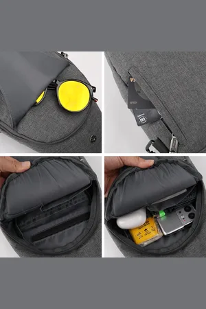 Merkloos Anti-diefstal sling bag voor dames en heren borstzak hippie crossbody bag multifunctionele dagrugzak, 30*18*5cm