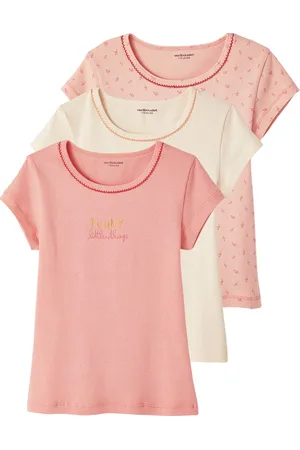 Vertbaudet Set van 3 shirts voor meisjes in geribd breiwerk met korte mouwen