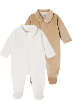 Vertbaudet Set van 2 geribd fluwelen babyslaappakjes met opening voor