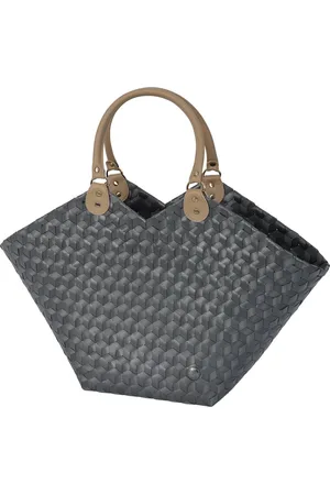 Handed By Shopper - Boodschappentas - Kantoortas - Duurzaam & Handgevlochten - Strandtas - Sporttas - Sweetheart - - dark grey