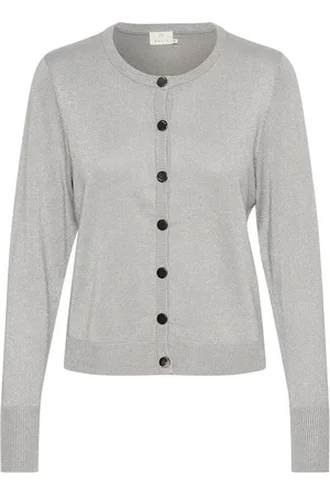Kaffe Vest Karegina Cardigan 10509310 Grey Silver Metallic Dames