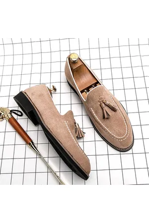 Merkloos Modieuze heren loafers - Instappers - Suede - Kwastjes - - Luxe slippers