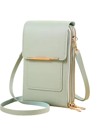 Merkloos Kleine lichtgewicht PU lederen crossbody portemonnee - touchscreen - groen